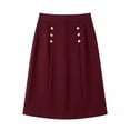 thumbnail image 5 of Pounoo Women's Skirts High Waist Double Breasted A Line Midi Skirt Casual Office Wear Lightweight Breathable Loose Fit Work Skirts Gift, 5 of 6