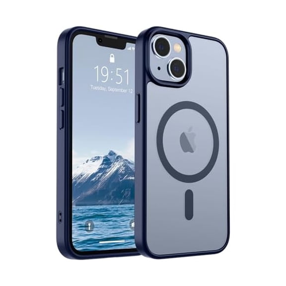 xixishop Magnetic for iPhone 14 Case & iPhone 13 Case (Compatible with MagSafe) (Military Grade Drop Protection) Slim Translucent Matte Shockproof Phone Cover,Navy Blue