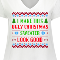 thumbnail image 4 of Inktastic I Make This Ugly Christmas Sweater Look Good Women's Plus Size V-Neck T-Shirt, 4 of 5