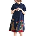 thumbnail image 6 of ZANZEA Women Holiday Animal Printed Turtleneck Short Sleeve Dress, 6 of 13