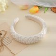 thumbnail image 3 of Diadema nupcial con cuentas gruesas y anchas de satén brillante con nudo de perla de imitación blanca, aro para el pelo elegante, Accesorios para peinados para mujeres y niñas, 3 of 4