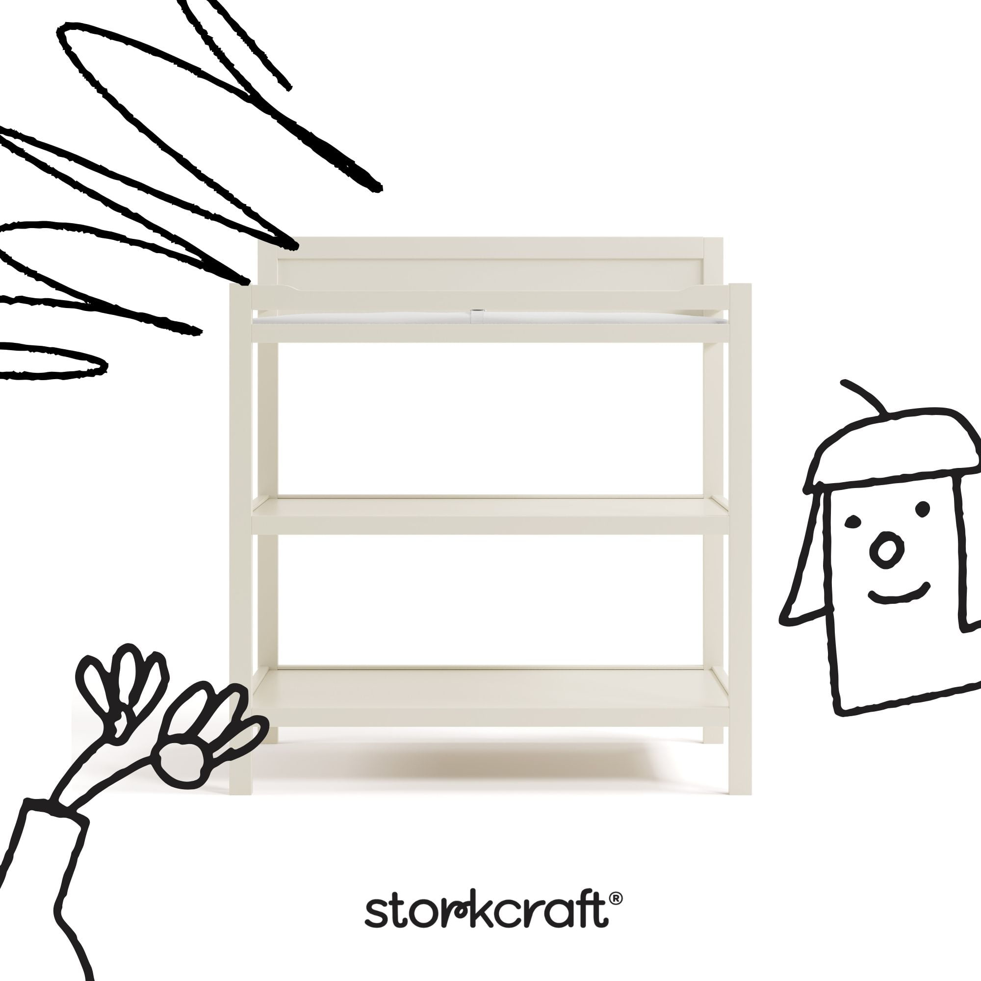 Storkcraft Alpine Infant Changing Table with Changing Pad, Frosted Oat