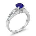 thumbnail image 4 of Celtic Art Deco Round Ring Blue Sapphire CZ 925 Sterling Silver Size 12, 4 of 5