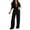 Black, variant on Lenpel Women's Jumpsuits Short Sleeve Collared Belted Wide Leg Pants Dressy Casual Rompers with Pockets