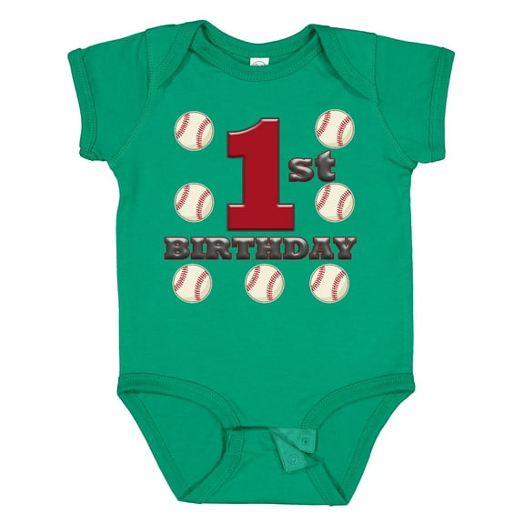 Inktastic First Birthday Baseball Boys Baby Bodysuit