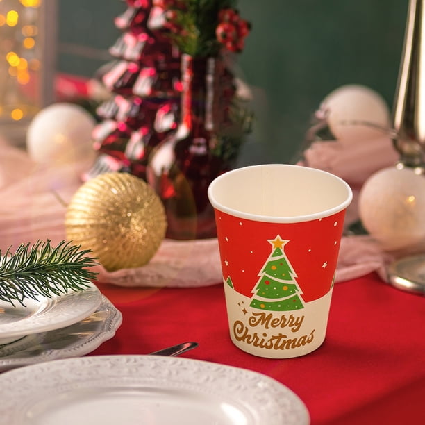 Christmas Party Decorations Disposable Dinner Plates Cartoons Santa Claus Plates Paper Cup Set Party Cutlery