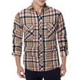 thumbnail image 1 of Camisas s Para Hombre De Vestir Camisa Formal de solapa de manga larga transpirable ligera con estampado cuadrado a la moda informal para hombre (Khaki, L), 1 of 3