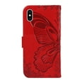 thumbnail image 6 of SaniMore Wallet Case for iPhone X/XS, PU Leather Embossed Butterfly Flip Folio Cover Card Holder [Kickstand][Wrist Strap] All Arpund Protective Shockproof Shell for iPhone X/XS(2018), Red, 6 of 18