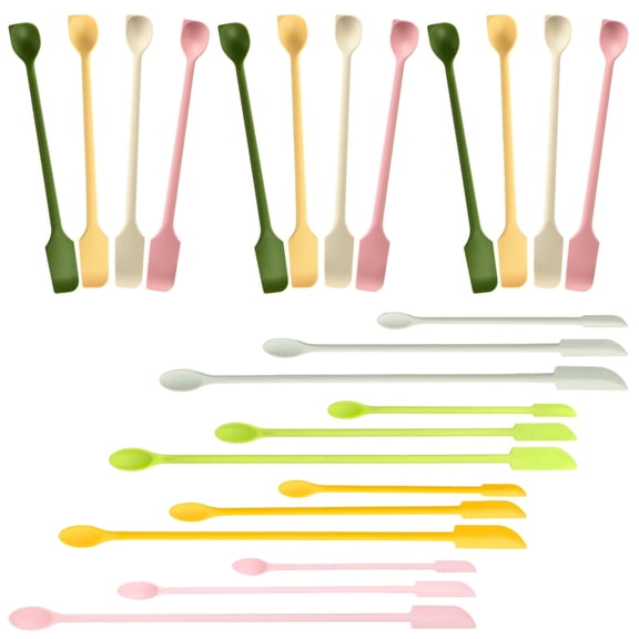 24 Pcs Silicone Spatula Set, Dual Head Mini Spatulas with Long Handle, Makeup Scraper Spatula for Kitchen, Easy to Clean, Multiple Colors