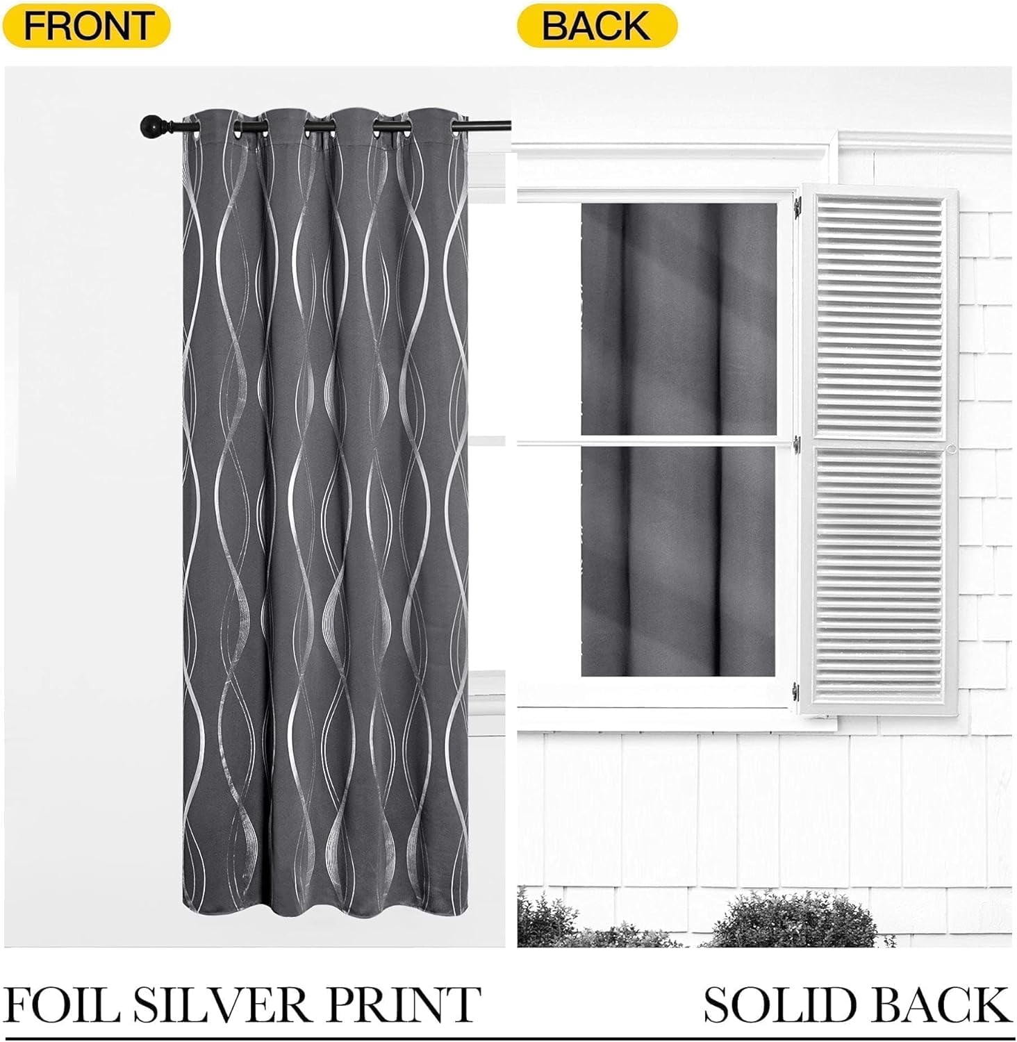 PANGTON VILLA Contemporary Gray Striped Modern Rod Pocket Blackout Curtain Panel Pairs Curtains, 52 x 84 (2 Panels)
