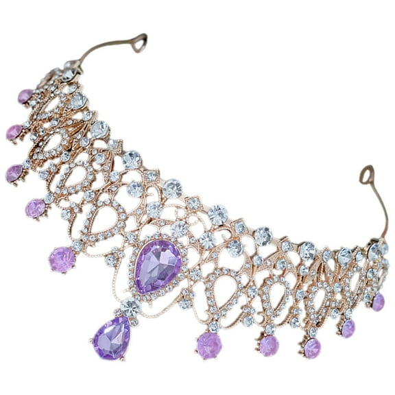Children' Tiara Crown for Girls Wedding Ceremony Flower Headband Headpiece Crystal Purple Zinc Alloy Rhinestone