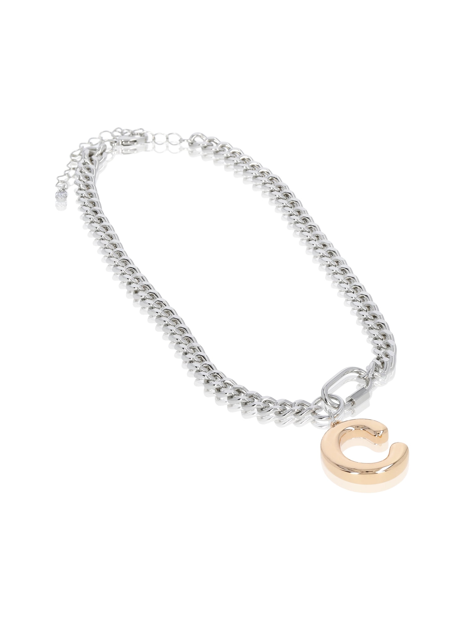 No Boundaries Mixed Metal Initial Bubble Letter C Necklace, 1-Piece, Women’s