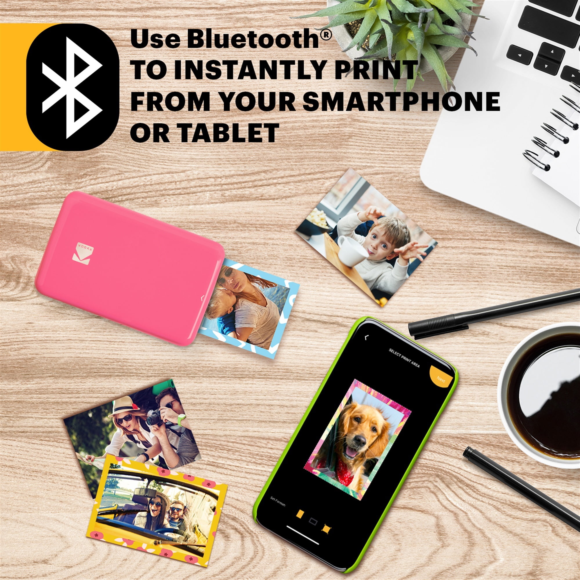 Kodak Step Instant Smartphone Printer with ZINK Zero Ink, Bluetooth & NFC, 2x3 Prints, 75 Sheets