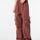 thumbnail image 4 of Amzcrzy Pantalones Cargo Holgados para Mujer, Cintura con Cordón, Pierna Ancha, Cómodos, Cintura Elástica, SobRojoimensionados, Informales, Estilo Calle Hip Hop, con Bolsillos, Tallas M-2XL Rojo, 4 of 5