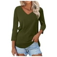 thumbnail image 1 of UANWENN Chemise de Base à Manches Longues Ajustée et Décontractée pour Femmes, T-Shirt à Manches 9 et Demi, Haut Imprimé 3D, Col Rond, T-Shirt à Col Roulé, Chemises de Travail pour Femmes Petites, Été, 1 of 4