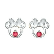 0.20Ct Lab Created Pink Ruby Minnie Mouse Stud Earrings 14k White Gold Plated