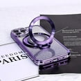 thumbnail image 5 of Magnetic Case for iPhone 14 Pro with Holder Stand,Rhinestone Glitter Plated Bling Luxury Phone Case（Compatible with MagSafe） Shockproof Kickstand Design for iPhone 14 Pro-Purple, 5 of 8