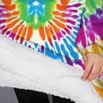 thumbnail image 3 of Oversized Wearable Blanket Hoodie,Colorful Rainbow Tie Dye Spiral Pattern Sherpa Blanket Hoodie with Super Pockets,Super Warm Fuzzy Pullover for Women & Men, 3 of 6