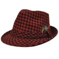 thumbnail image 1 of RED BLACK FEATHER FEDORA TRILBY HAT SMALL MEDIUM, 1 of 1