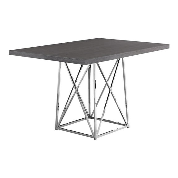 DINING TABLE - 36"X 48" / GREY / CHROME METAL