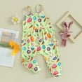 thumbnail image 2 of Bagilaanoe Toddler Baby Girl Easter Jumpsuit Sleeveless Floral Print Romper Overalls 6M 12M 18M 24M 3T Kids Long Pants Summer Clothes, 2 of 6