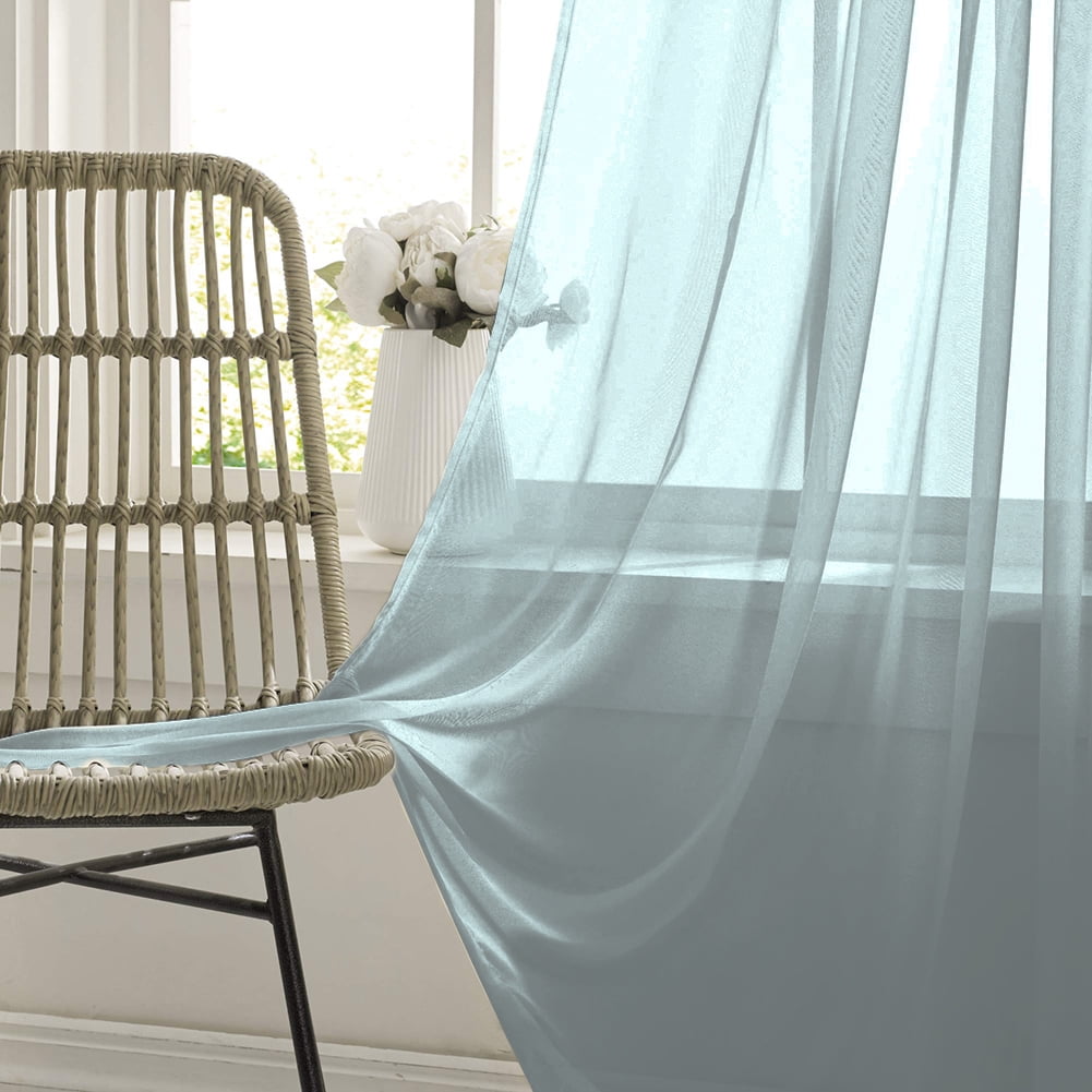 Window Sheer Curtains Yellow Curtains Clear Curtains Basic Rod Pocket Panel for Kitchen Bedroom Children Living Room Yard(55" X 63", Dark Gray)