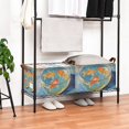 thumbnail image 3 of Yayeee Foldable Storage Basket for Shelves with Handles Set of 2 Waterproof Cloth Bins, Art Goldfish, 3 of 7