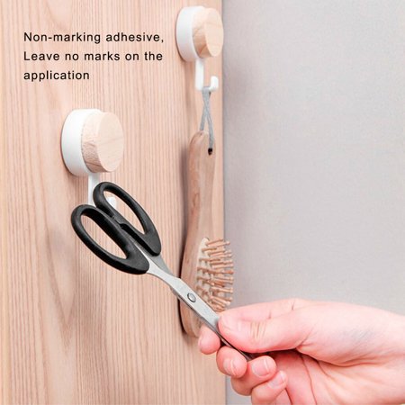 Wood Round Head Home Hooks Towel Hanger Kitchen Door Household Cleaning  Supplies Rack Multifunction Closet Clothing Hat Household Organizer Black 