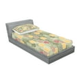thumbnail image 2 of Ambesonne Floral Fitted Sheet & Pillow Sham Set, Geometric Squares Swirls, Twinxl, Multicolor, 2 of 2