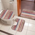thumbnail image 4 of Red Nordic Style Stripes Bath Mat 3 Piece Bathroom Rug Set, Red Grey Texture Non Slip Bath Rug Contour Mat and Toilet Lid Cover, Absorbent Shower Mats Soft Bath Rugs and Mats Sets, 4 of 8