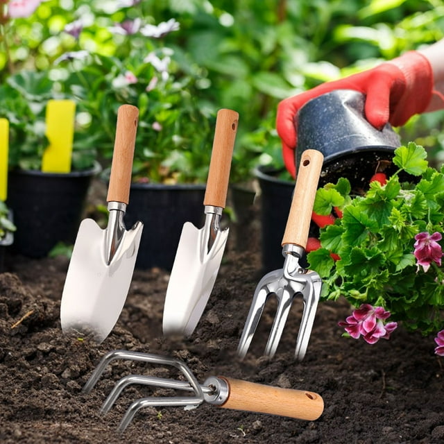 SuoKom Gardening Tools, Portable Garden Hand Tools Set, Miniature Gardening Rake Trowel and Shovel For, Bonsai, Succulents, Herbs, Terrariums and Planting