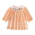 thumbnail image 5 of Jkety Toddler Halloween Dress Toddler Baby Girl Dresses for Girls Ruffle A-Line Little Baby Fall Winter Long Sleeve Holiday Dress(Orange,18-24 Months), 5 of 7