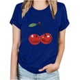 thumbnail image 4 of Busydd Womens Tops Stylish Cherries Graphic Tee Shirts Round Neck Short Sleeve Summer Tops Regular Casual T-Shirts for Women, 4 of 4
