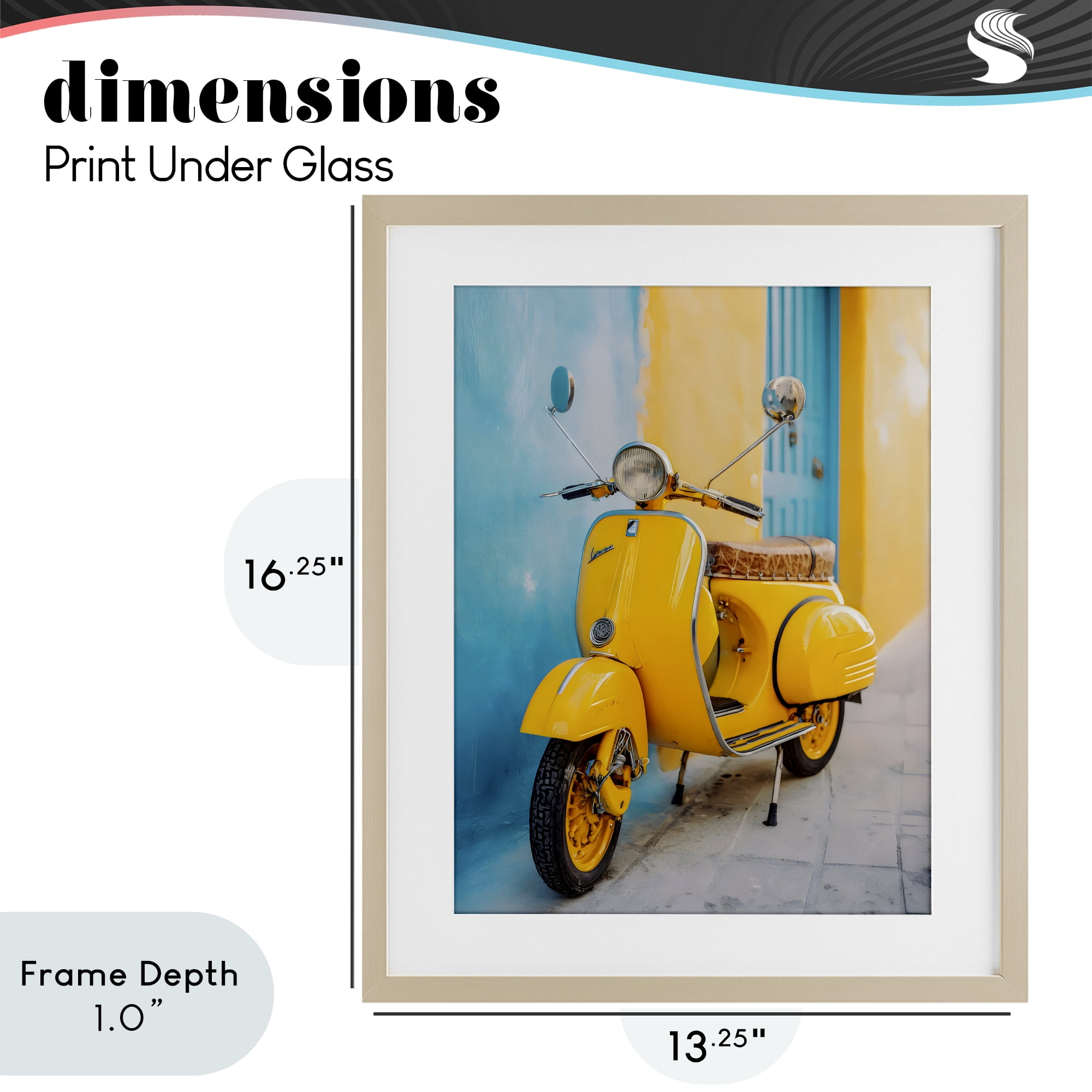 Stupell Industries Sunny Ride Vintage Moped Birch Framed Print Under Glass, design by Franklyn Gregory