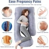 SHANNA Pregnancy Pillow 57 inches J Shape Full Body Maternity Pillow Belly Countered Support for Pregnant Women, Dark Gray
