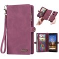 thumbnail image 1 of Pixel 3A Wallet case, Pixel 3A FILP Leather case Card Slots Holder Zipper Purse Detachable Magnetic Cover Hand Strap Cash Pocket Pouch Wallet for Pixel 3A (Red, Pixel 3A), 1 of 6