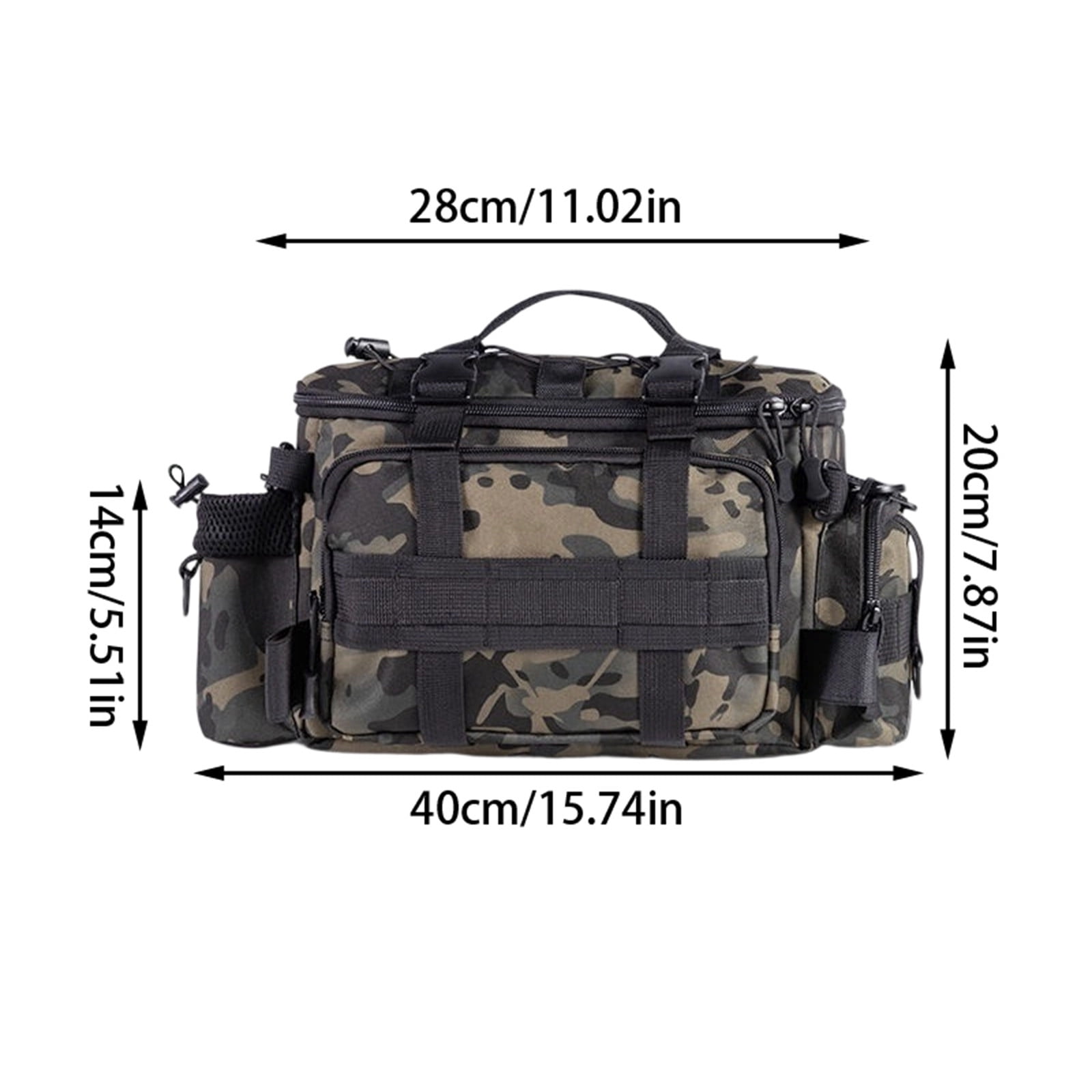 XINGXIANG-40cm Multifunctional Fishing Gear Bag Camo Durable Oxford Tackle Storage Bag with Adjustable Strap for Outdoor Sports (A)