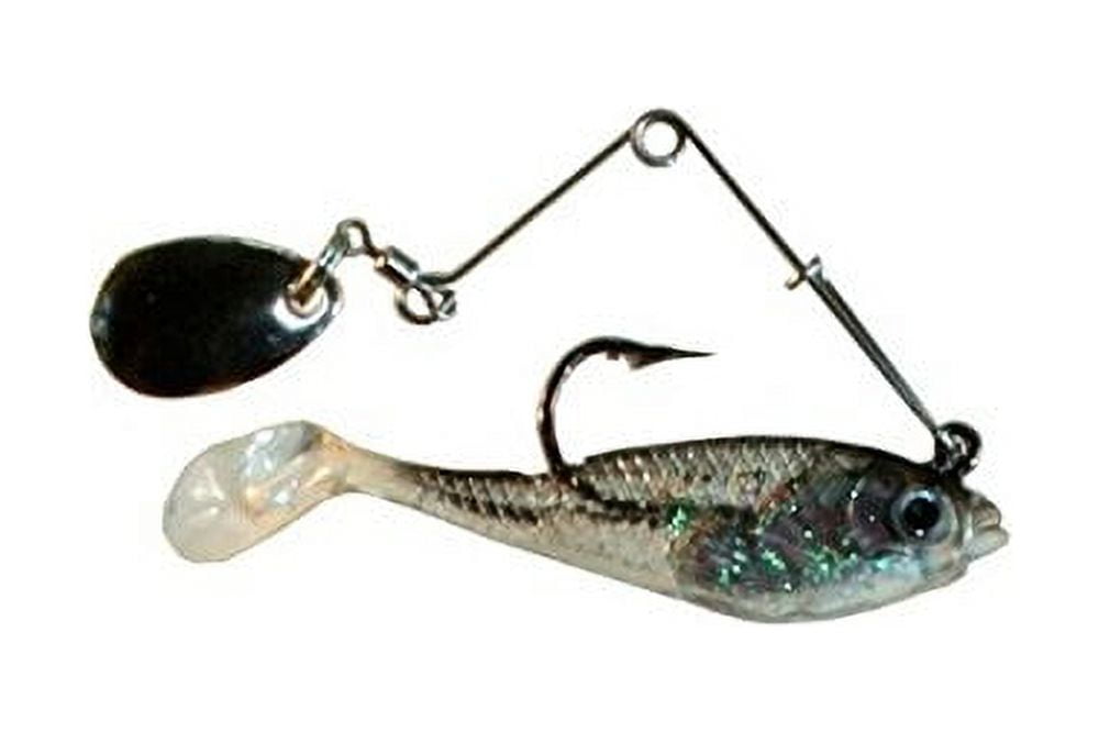 (6 pack) Creme 1.5" Spoiler Spin Shad Swim Bait Lure, Black Back