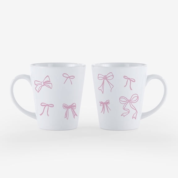 Personalization Mall Pink Bow 12oz Ceramic Latte Mug