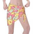 thumbnail image 2 of Wukai Pink Donut and Blue Women’s Short Sarongs Beach Wrap Bikini Bottom Short Skirt Chiffon Scarf for Swimwear, 2 of 4