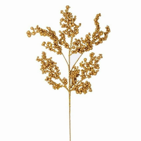 Vickerman P250508UV 14 in. Gold Glitter UV Berry Pick, 3 per Bag