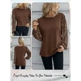 thumbnail image 7 of HUBERY Women Floral Printed Long Sleeve Crew Neck Solid Color Pullover Top, 7 of 7