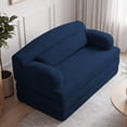 thumbnail image 3 of Leumius Futon Sofa Bed, Convertible Sofa Bed,Folding Boneless Couches,Low-Profile Boneless Couch for Living Room,15.8" H Low Seat Small 57" Foldable Floor Sleeper Mattress Lounge Space‑Saving,Blue, 3 of 11
