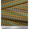 thumbnail image 3 of Soimoi Green Silk Fabric Aztec Geometric Printed Craft Fabric by the Yard 42 Inch Wide, 3 of 3