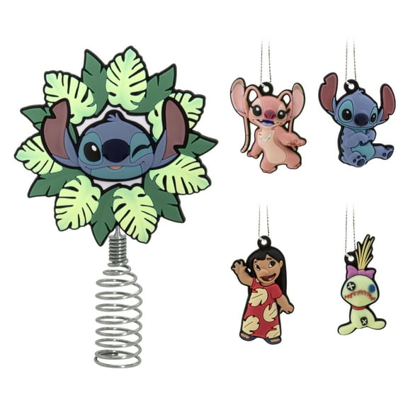 Hallmark Mini Christmas Tree Topper and Ornaments (Disney Lilo & Stitch), 5 Count