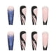 thumbnail image 4 of Uñas postizas con fragmentos brillantes azules, uñas postizas largas con borde francés negro, para el día de San Valentín, uñas acrílicas adhesivas, 24 piezas para mujeres y niñas, 4 of 5