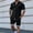 Black, variant on WWV Men Short Sets Outfits Lapel Short Sleeve Button Shirt Mid Waist Shorts Outfits Solid Color Stylish Loose Fit Anniversary Leisure Suit Black L