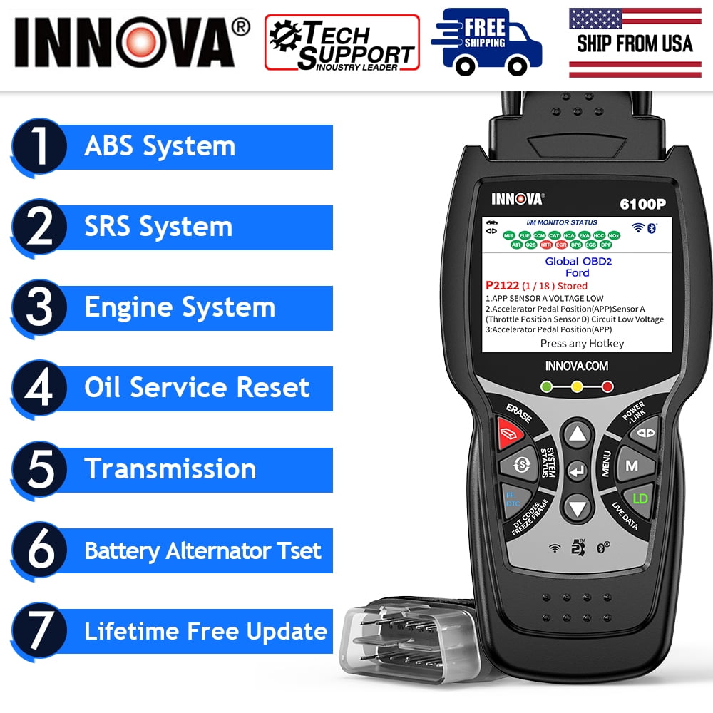 Innova 6100P OBDII Car Scanner Engine ABS SRS Code Reader Oil Reset
