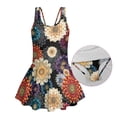 thumbnail image 5 of Xixirimido Boho Mandala Flower Print Girls One-piece Swimsuits Sleeveless Swimwear with Skirt & Built-in Shorts Hawaiian Beach Vacation Modest Bathing Suit, 3-4 Years, 5 of 7
