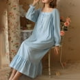 thumbnail image 2 of Sngxgn Nightgowns for Women Button up Night Shirt Short Sleeve V-Neck Sleepwear Pajama Dress(Blue,XL), 2 of 6